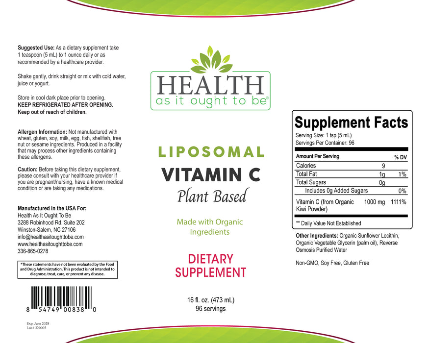 HAIOTB Liposomal Vitamin C Plant Based - 16 oz.