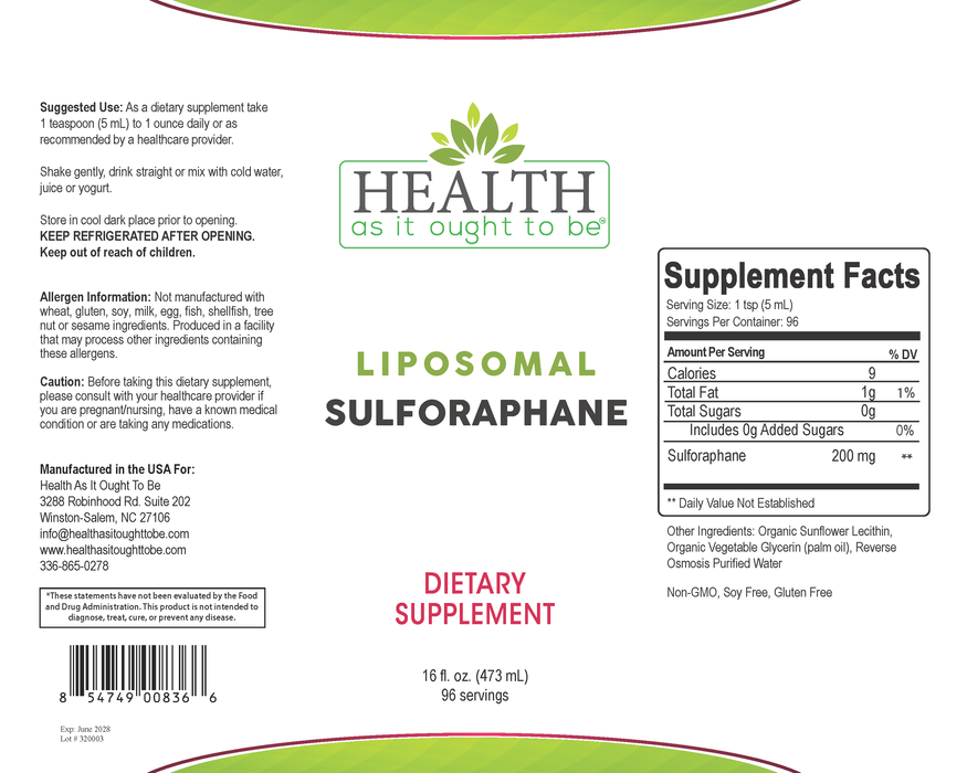 HAIOTB Liposomal Sulforaphane - 16 oz.