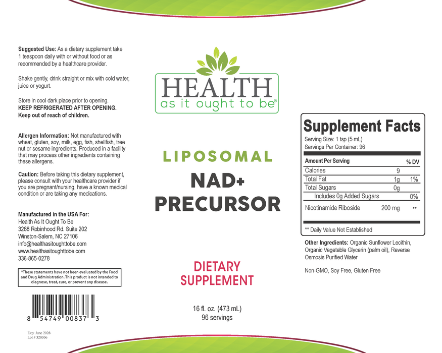 HAIOTB Liposomal NAD+ Precursor - 16 oz.