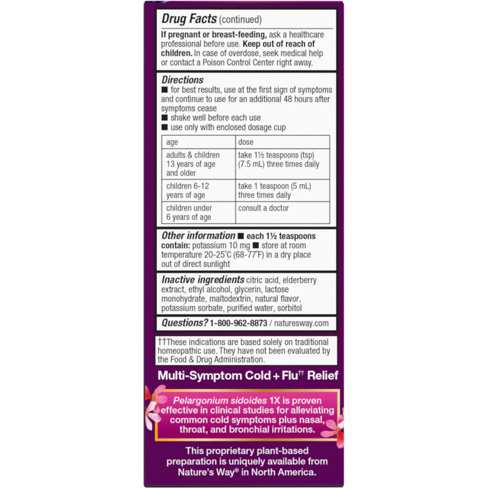 Nature's Way Umcka Cold + Flu Elderberry Syrup - 4 oz. - Health As It Ought to Be