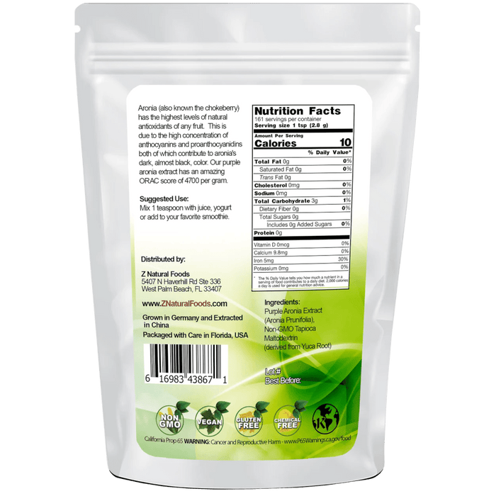 Z Natural Foods Purple Aronia Extract Powder - 1 lb. - Health As It Ought to Be